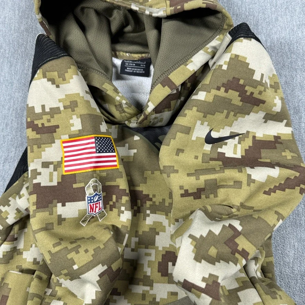 Nike Hoodie Boys‎ L Camo Pullover New England Patriots NFL Dri-Fit Football Warm